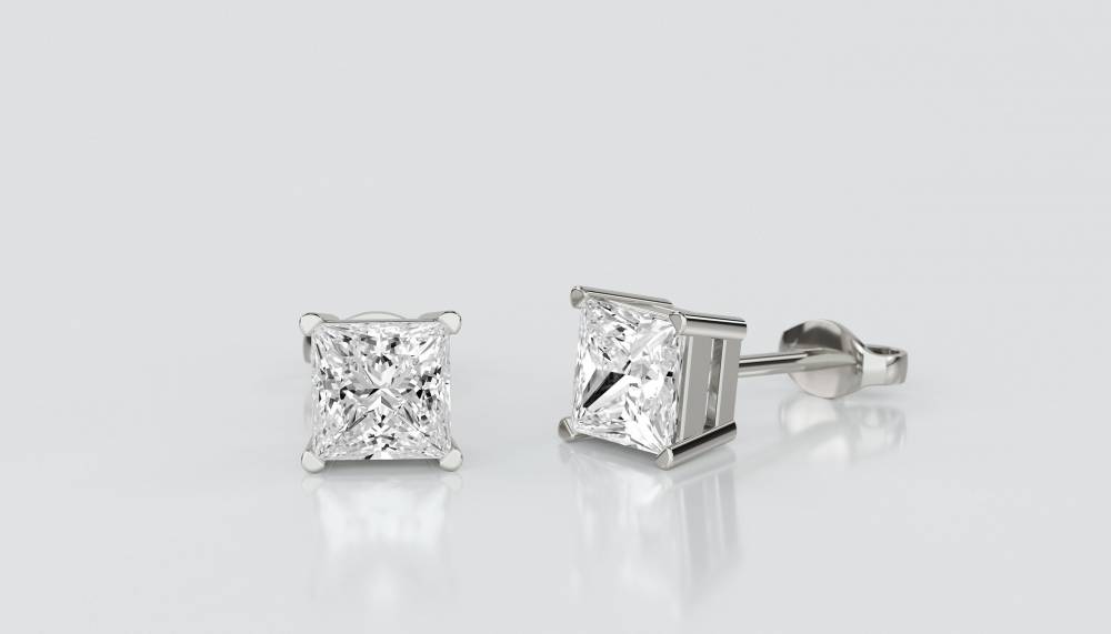 Traditional Princess Diamond Stud Earrings W