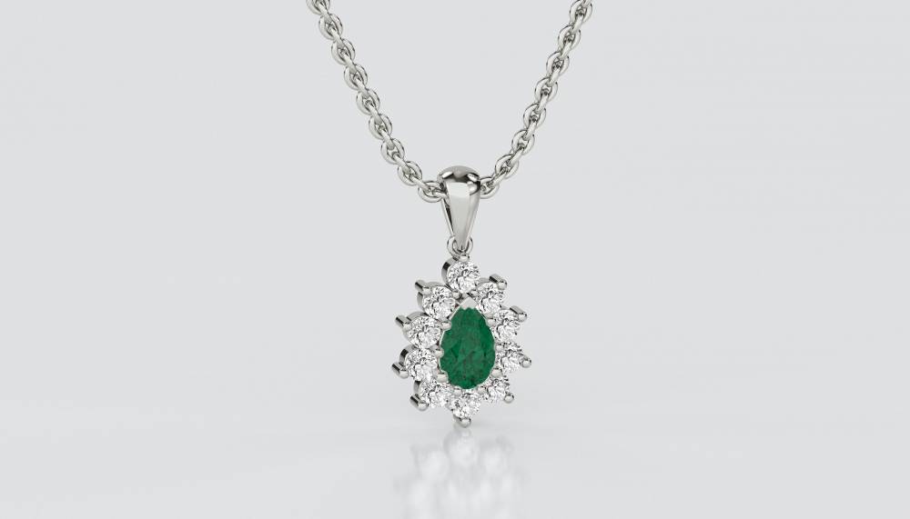 Emerald & Diamond Pendant P