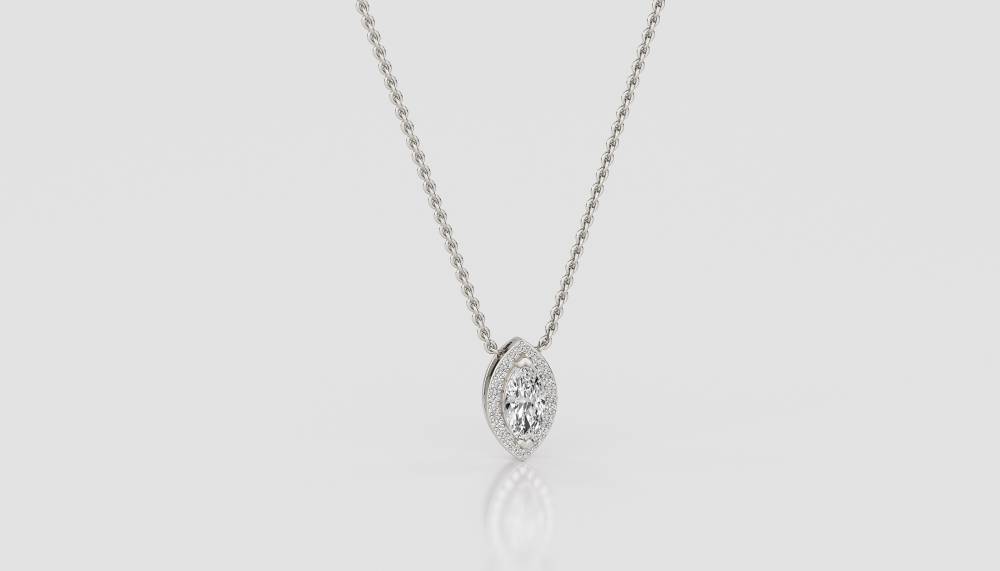 Marquise Diamond Single Halo Pendant P