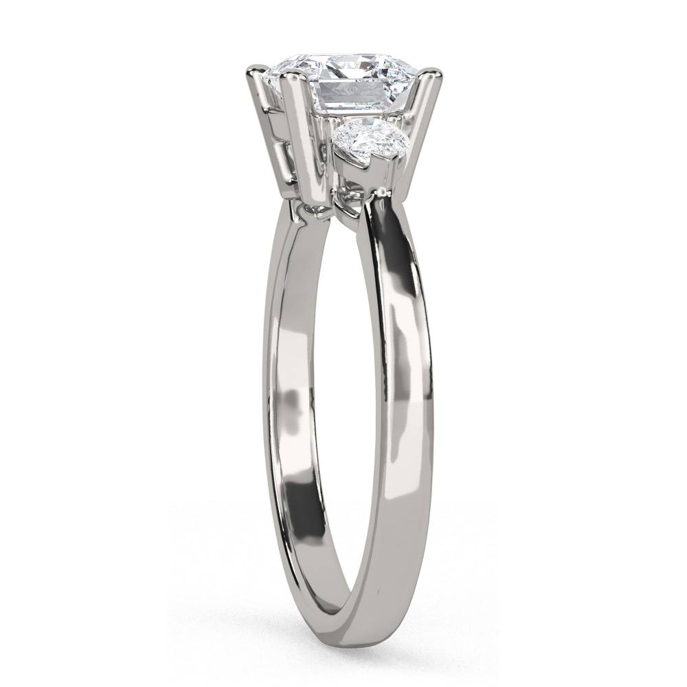 Elegant Asscher & Pear Diamond Trilogy Ring set in Platinum