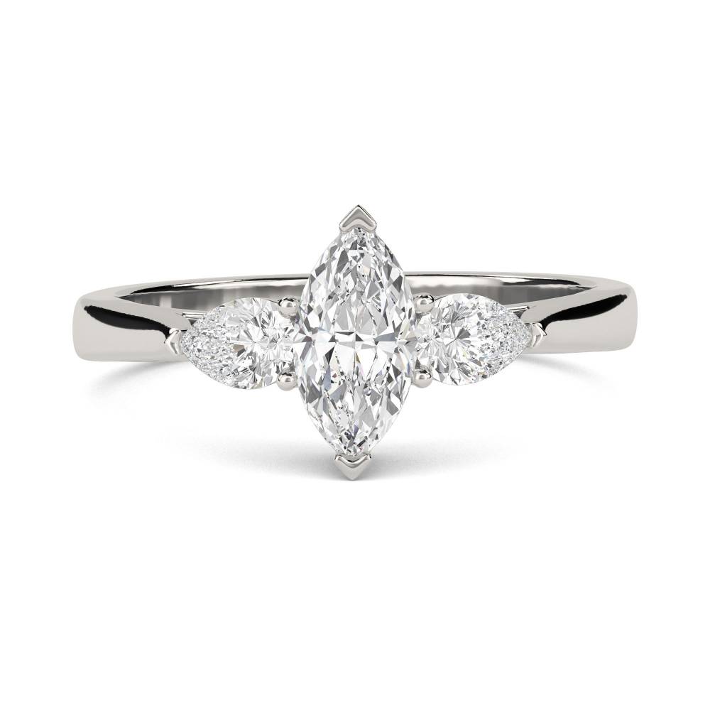 Unique Marquise & Pear Diamond Trilogy Ring P