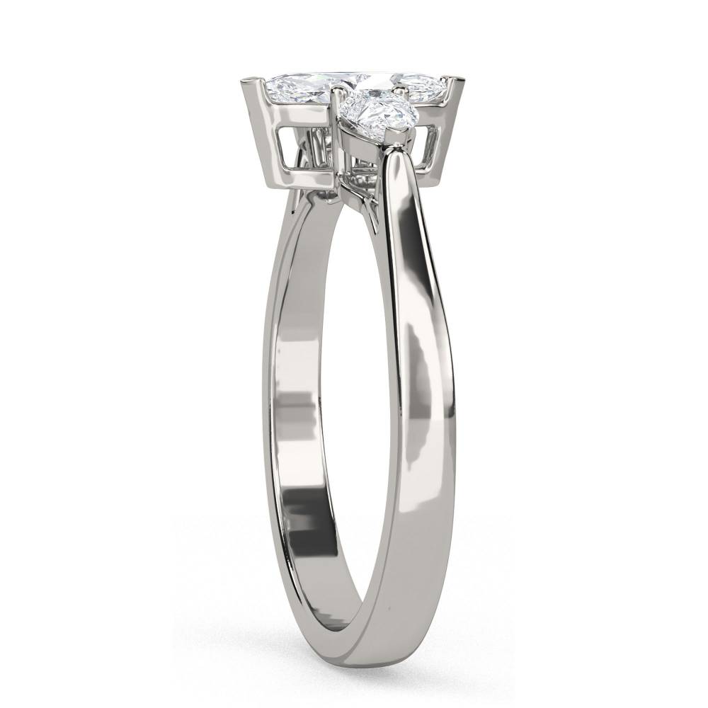 Unique Marquise & Pear Diamond Trilogy Ring P