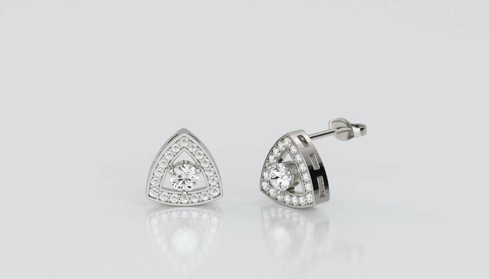 Round Diamond Cluster Earrings P