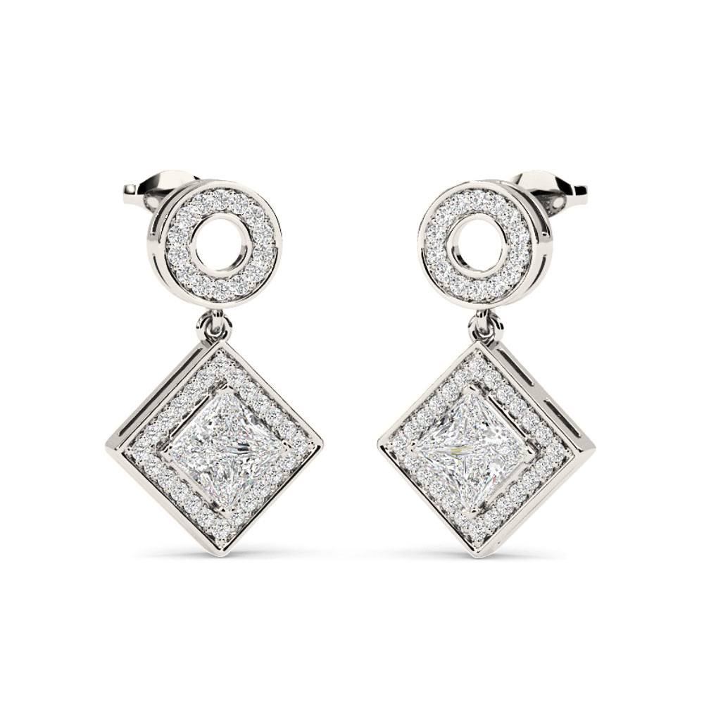 Princess Diamond Single Halo Earrings P