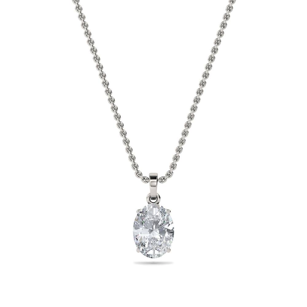 Modern Oval Diamond Solitaire Pendant P