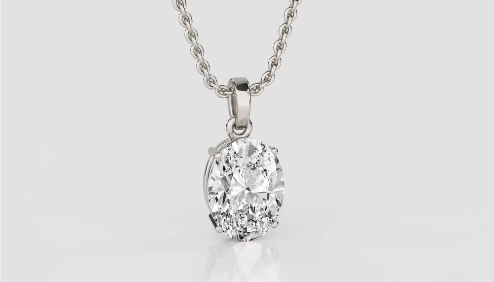 Modern Oval Diamond Solitaire Pendant P