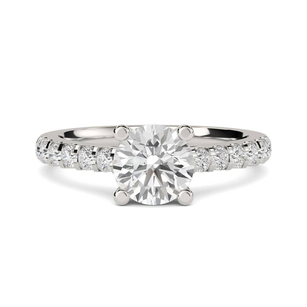 Round Shoulder Set Diamond Engagement Ring P