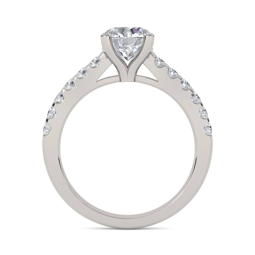 Round Shoulder Set Diamond Engagement Ring set in Platinum