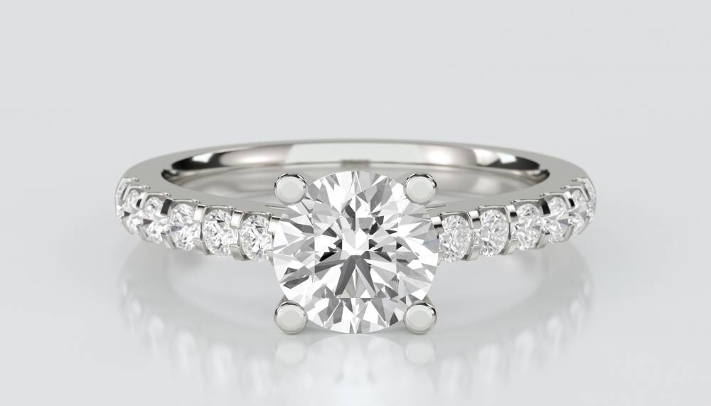 Round Shoulder Set Diamond Engagement Ring P