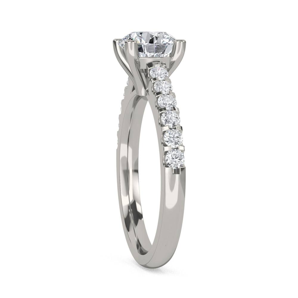 Round Shoulder Set Diamond Engagement Ring P