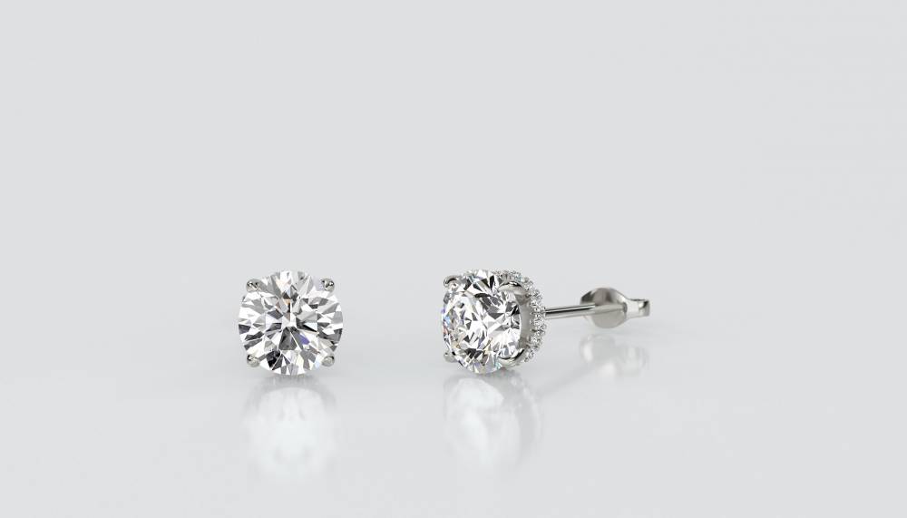 Round Diamond Halo Earrings P