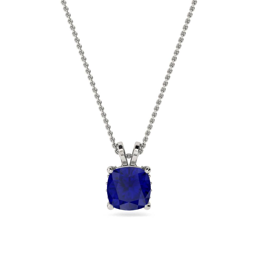 Cushion Blue Sapphire Diamond Pendant Image