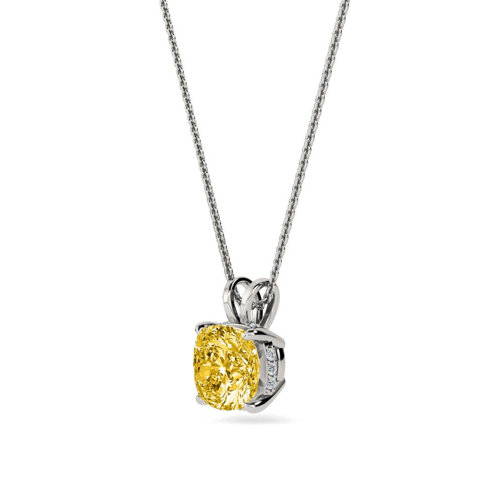 Cushion Yellow Diamond Solitaire Pendant P