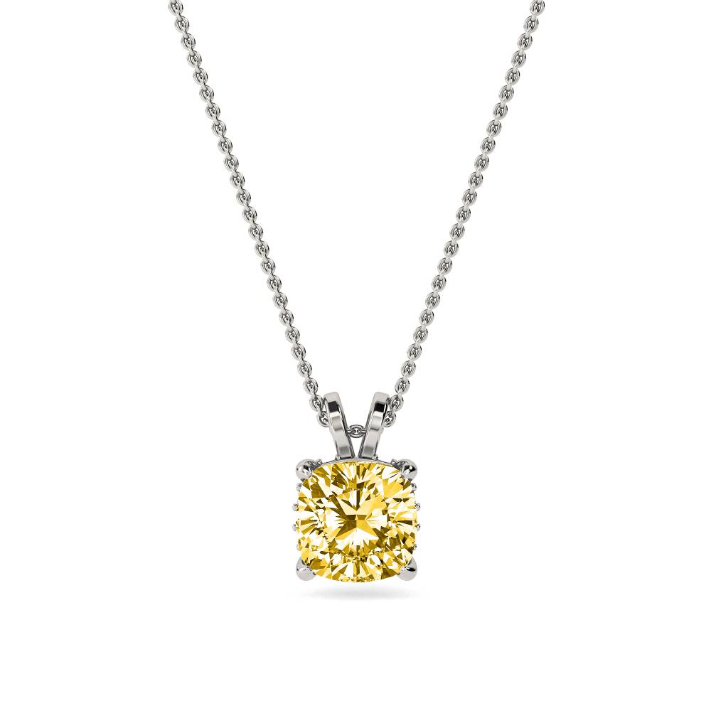 Cushion Yellow Diamond Solitaire Pendant P