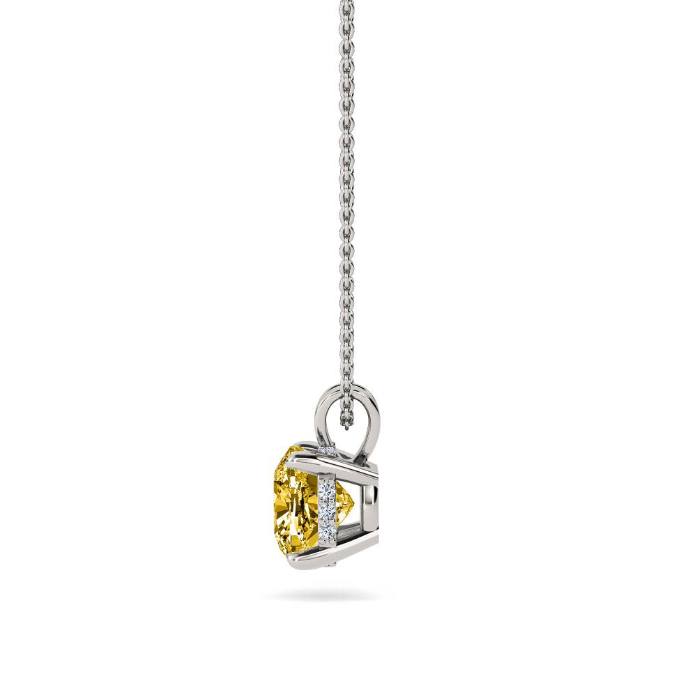 Cushion Yellow Diamond Solitaire Pendant P