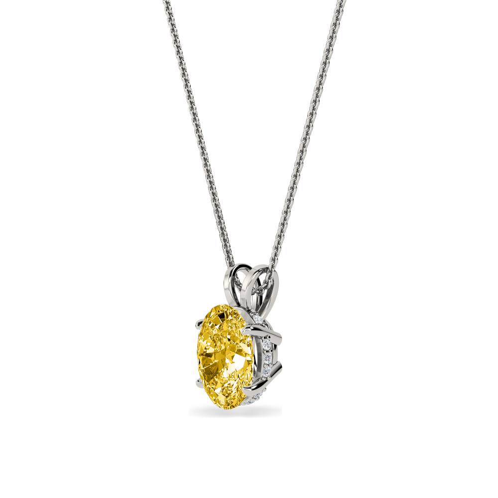 Oval Yellow Diamond Solitaire Pendant P