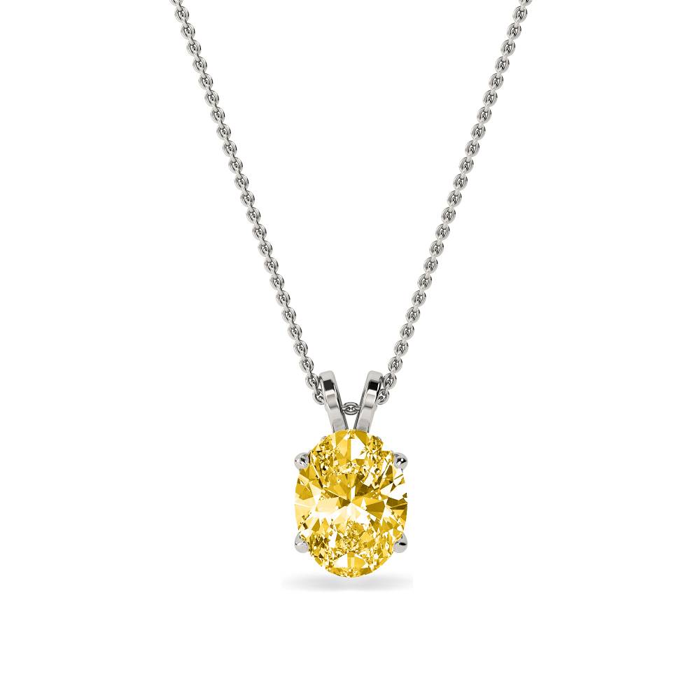 Oval Yellow Diamond Solitaire Pendant P