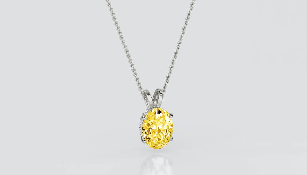 Oval Yellow Diamond Solitaire Pendant P