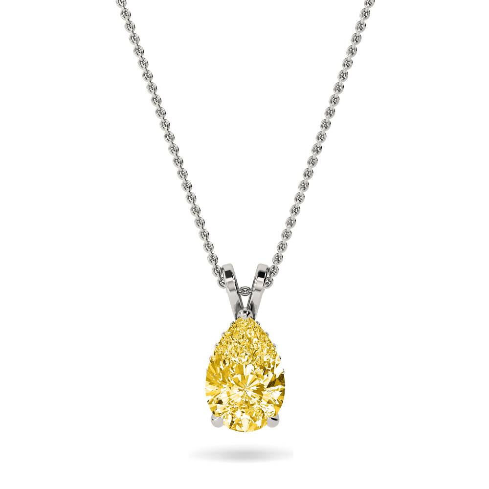 Pear Yellow Diamond Solitaire Pendant P