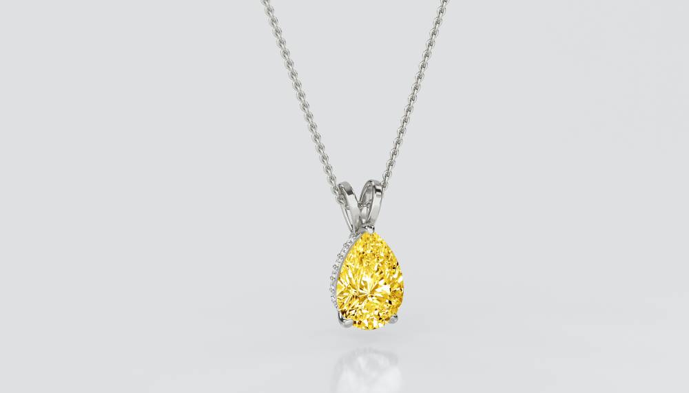 Pear Yellow Diamond Solitaire Pendant P