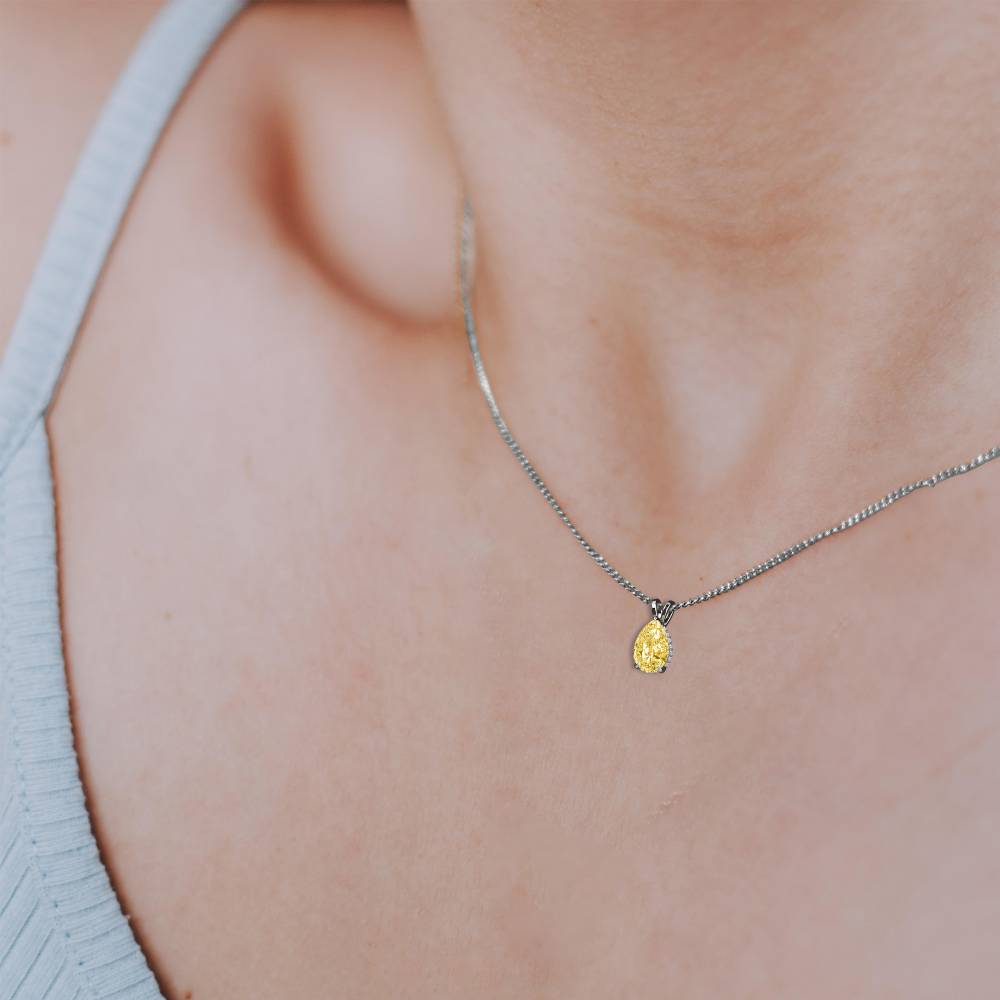 Pear Yellow Diamond Solitaire Pendant P