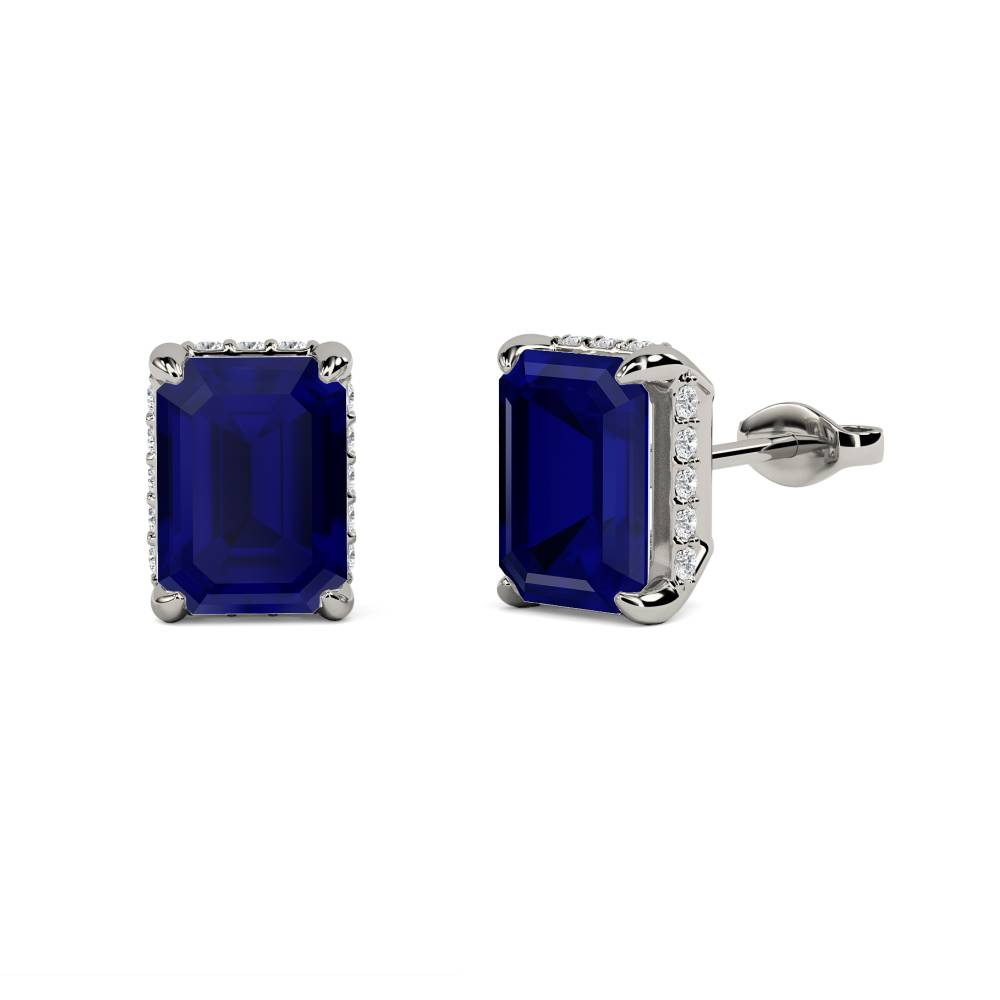 Emerald Blue Sapphire Diamond Earrings Image