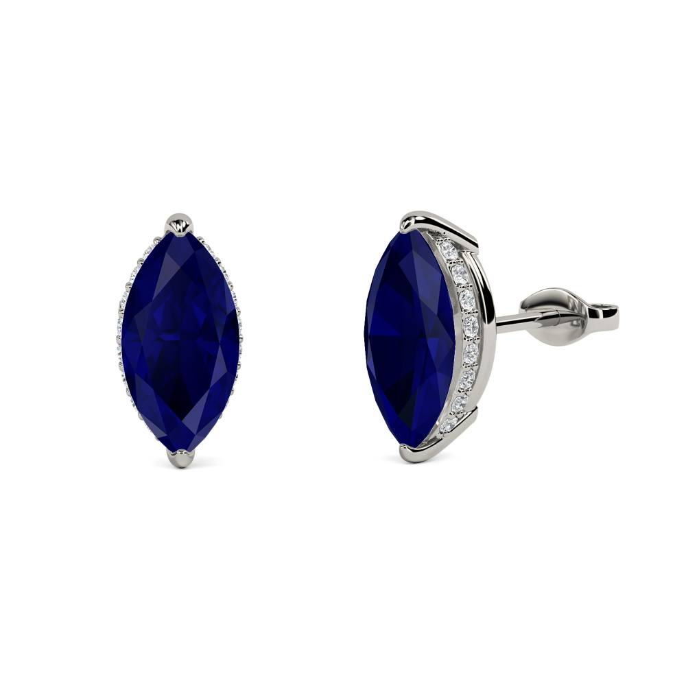 Marquise Blue Sapphire Diamond Earrings Image
