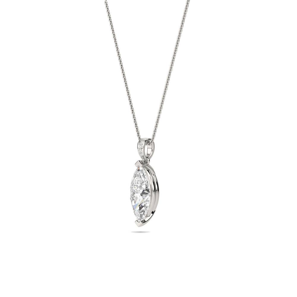 Modern Marquise & Round Diamond Solitaire Pendant P