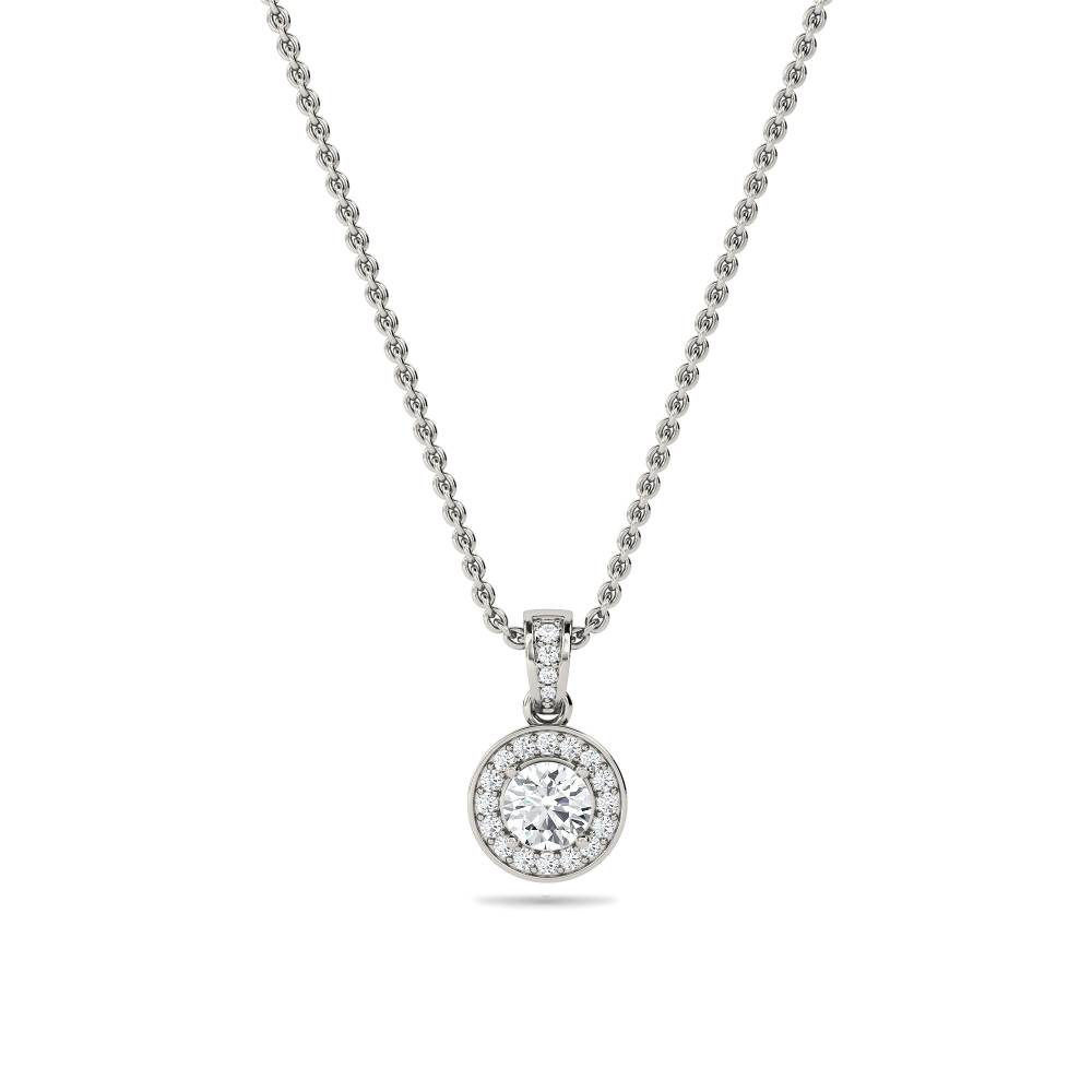 Round Diamond Single Halo Pendant P