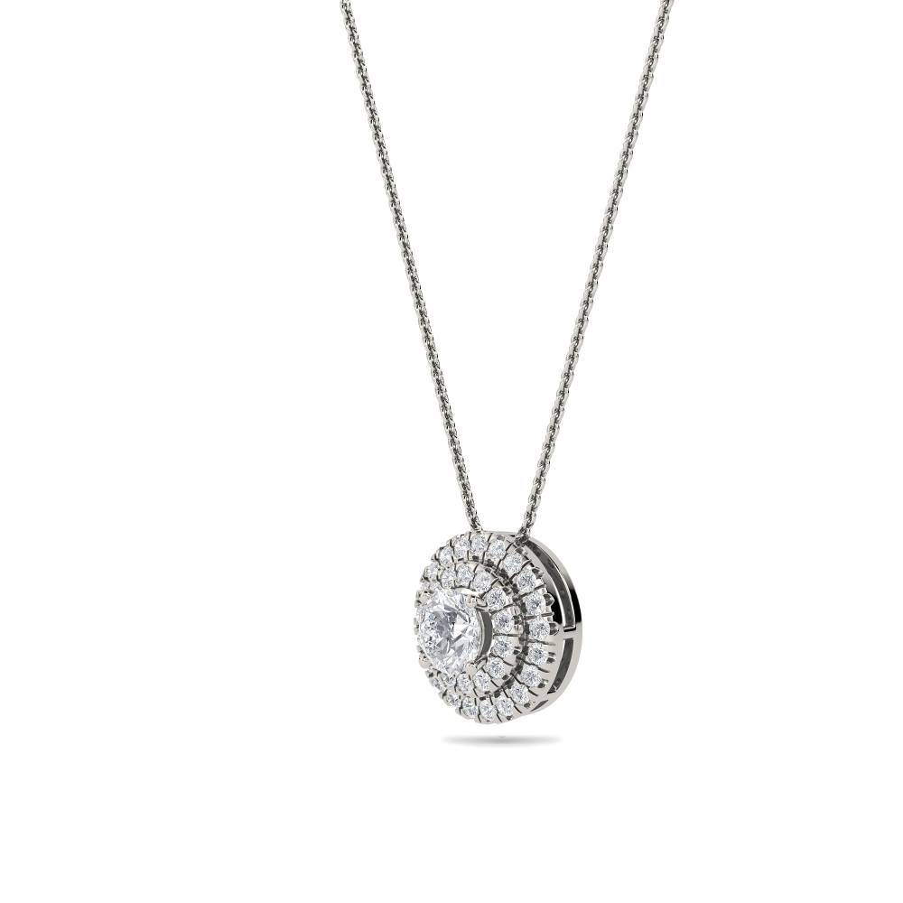 Round Diamond Double Halo Pendant P