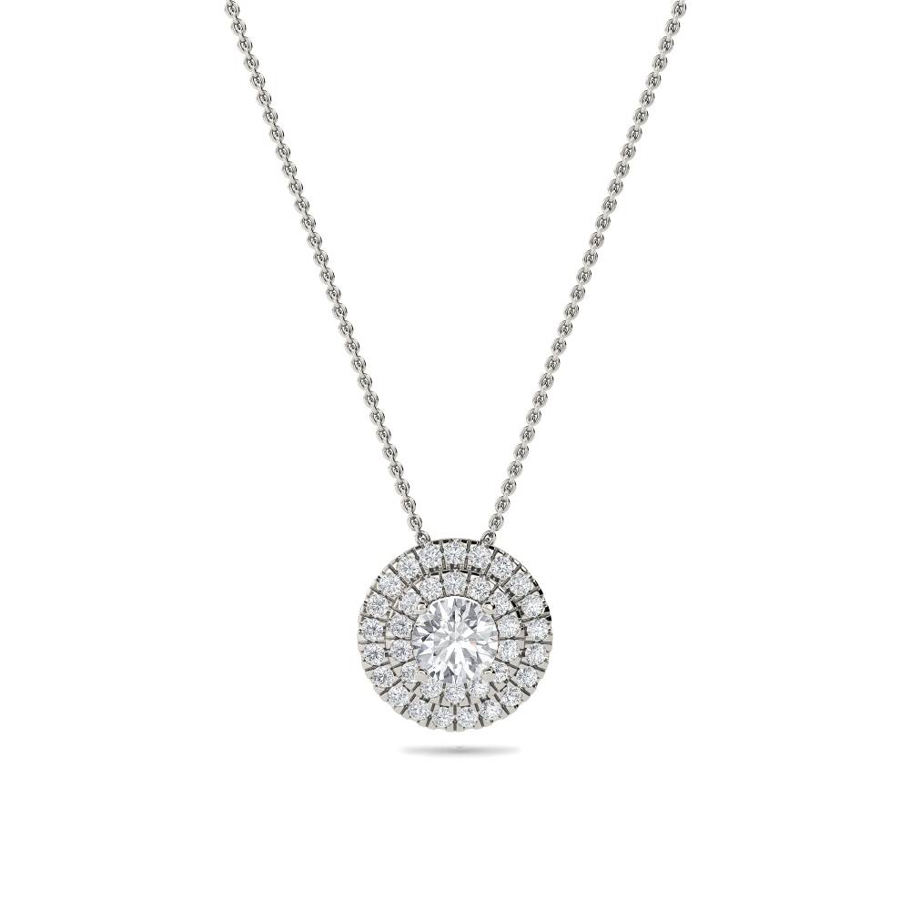 Round Diamond Double Halo Pendant P