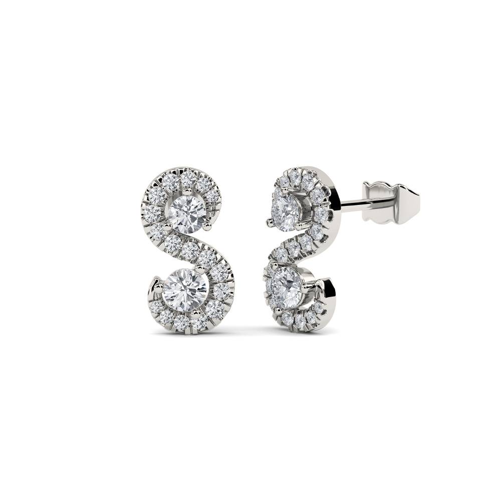 Swirling Round Diamond Designer Earrings P