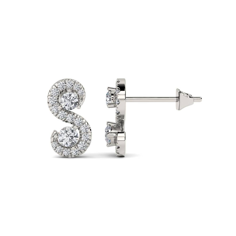 Swirling Round Diamond Designer Earrings P