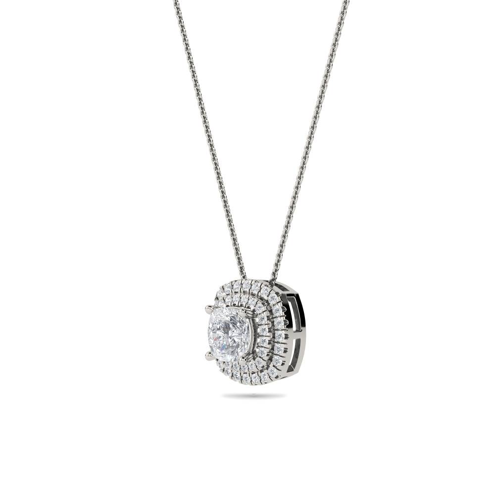 Cushion Shaped Diamond Single Halo Pendant P