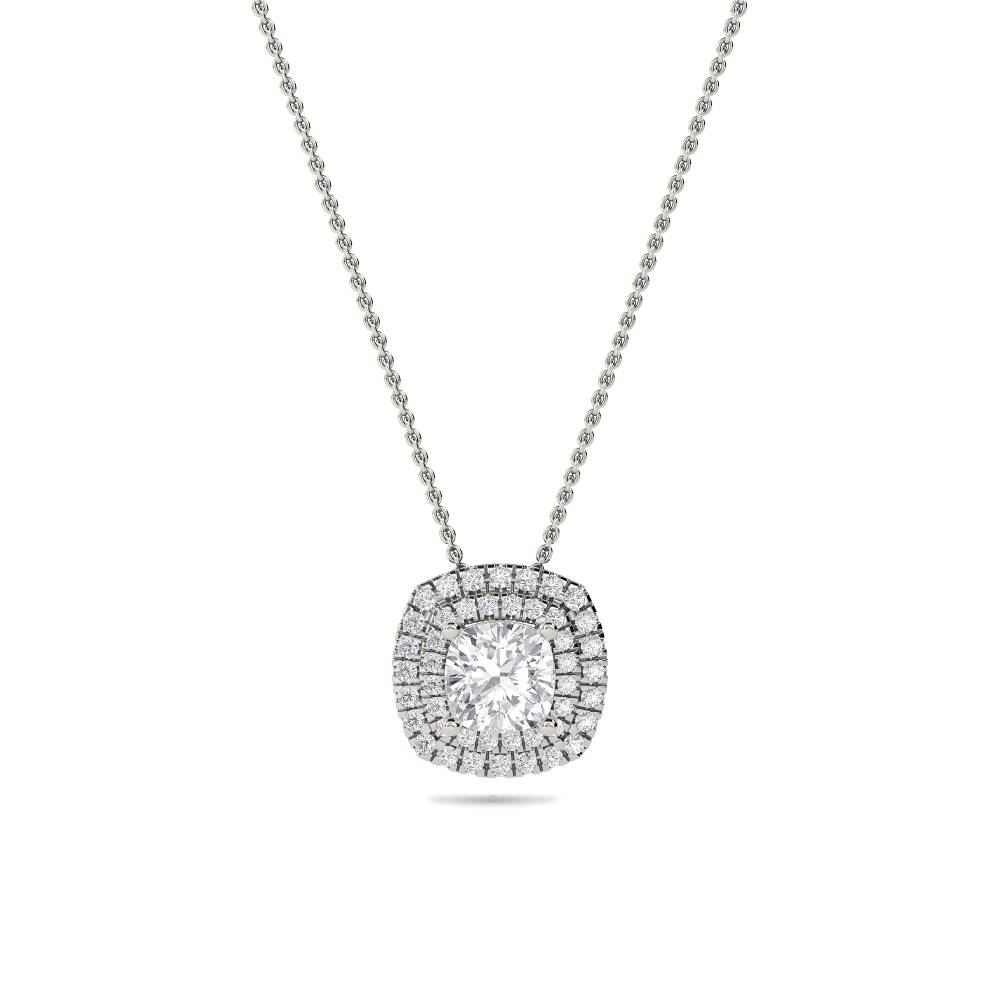 Cushion Shaped Diamond Single Halo Pendant P