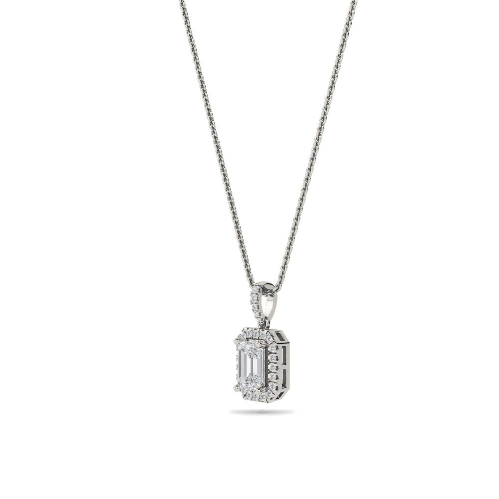 Emerald Diamond Single Halo Pendant P