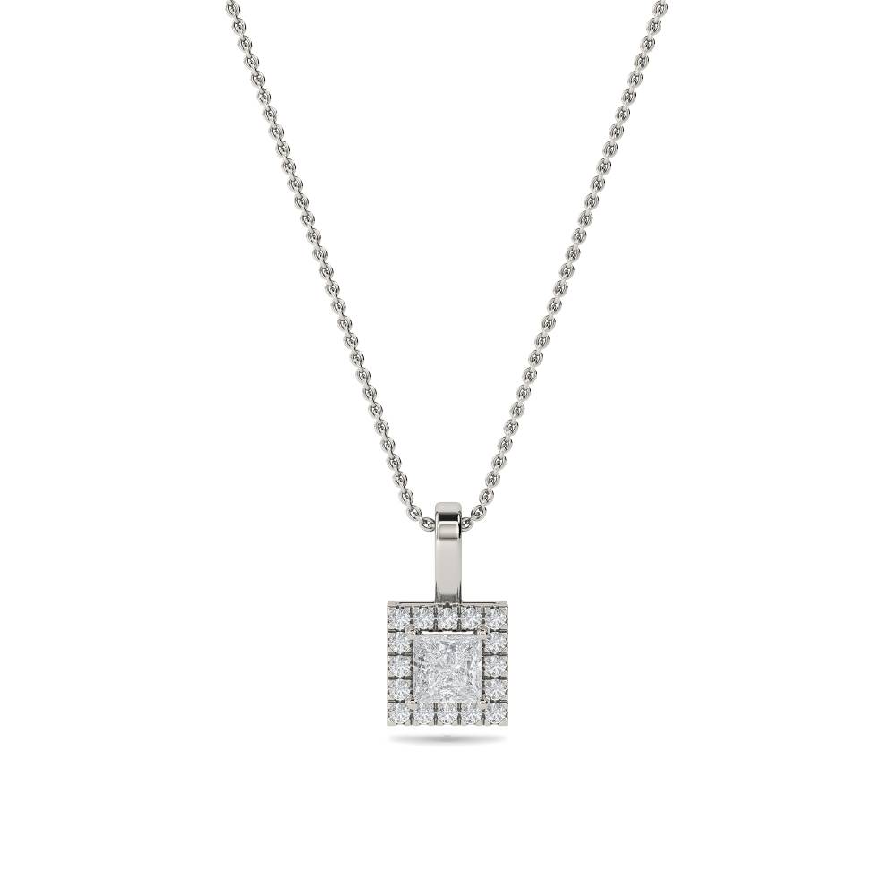 Princess Diamond Single Halo Pendant P