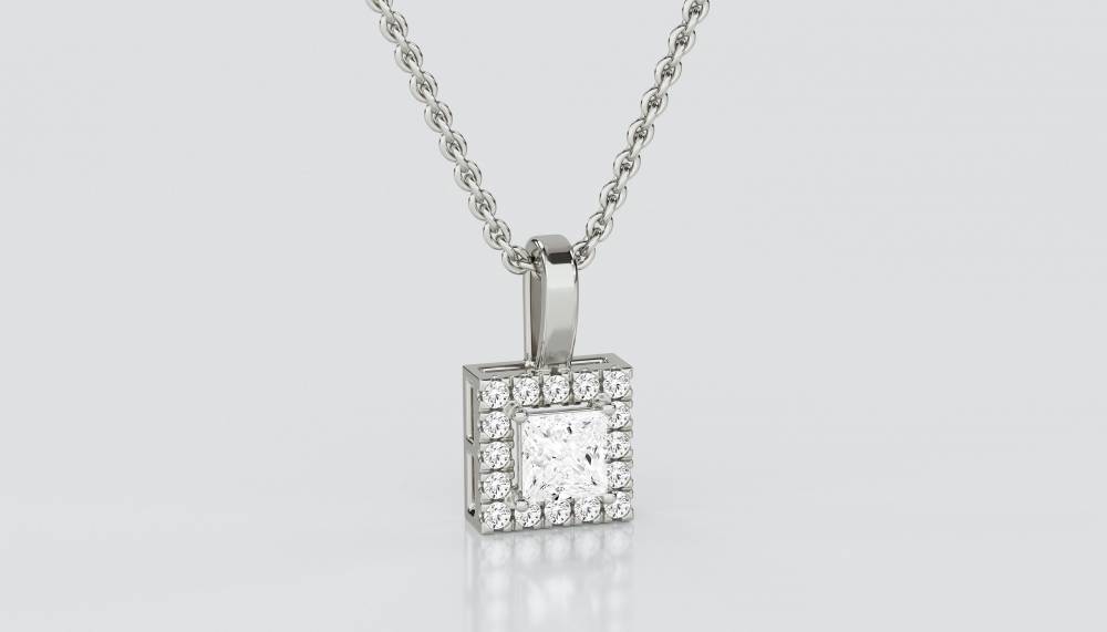 Princess Diamond Single Halo Pendant P