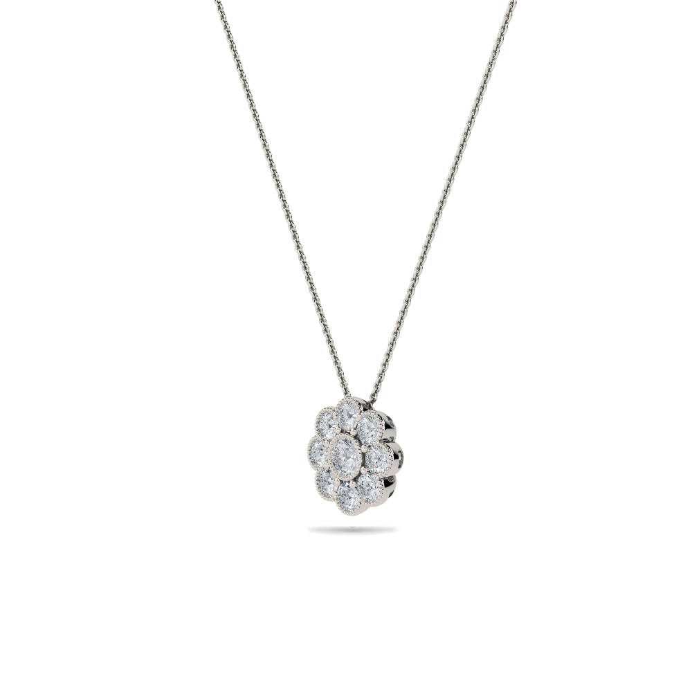 Round Diamond Single Halo Pendant P