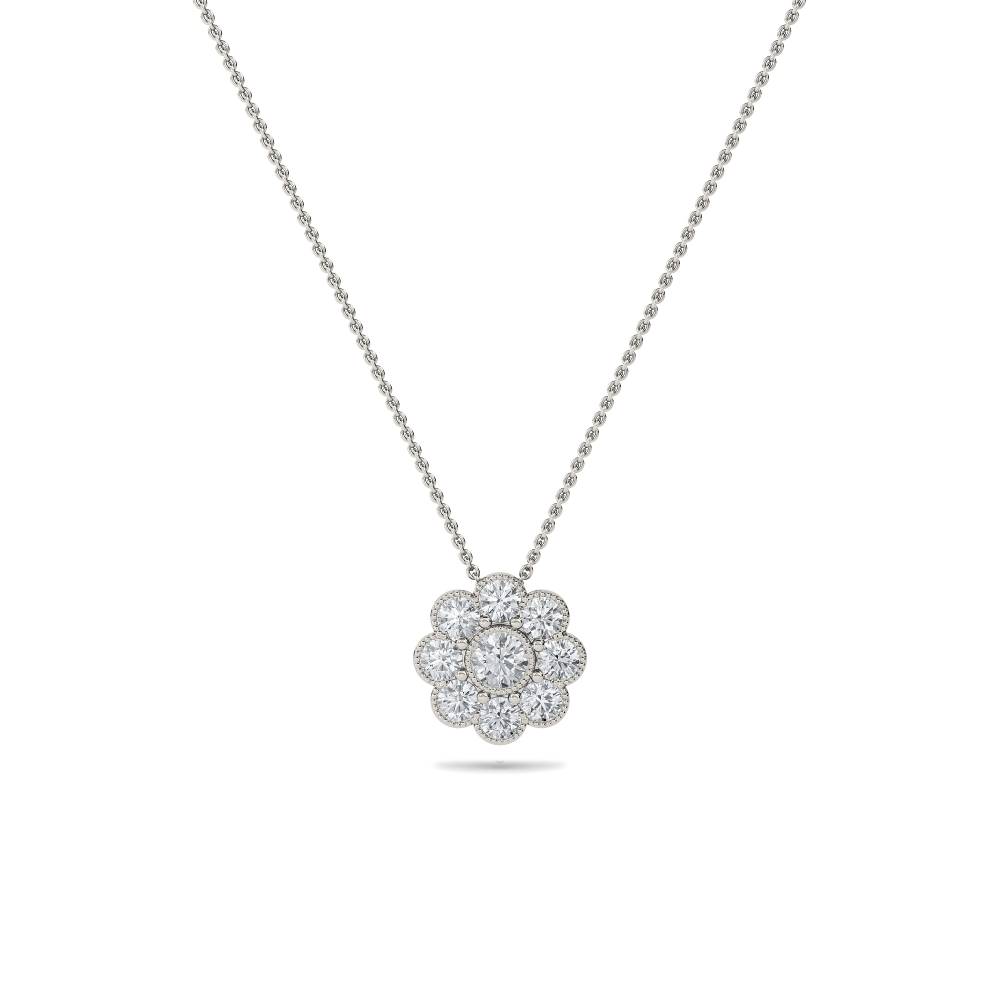 Round Diamond Single Halo Pendant P