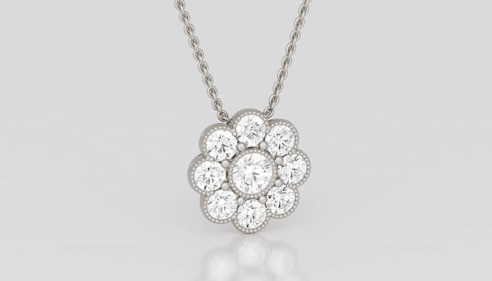 Round Diamond Single Halo Pendant P