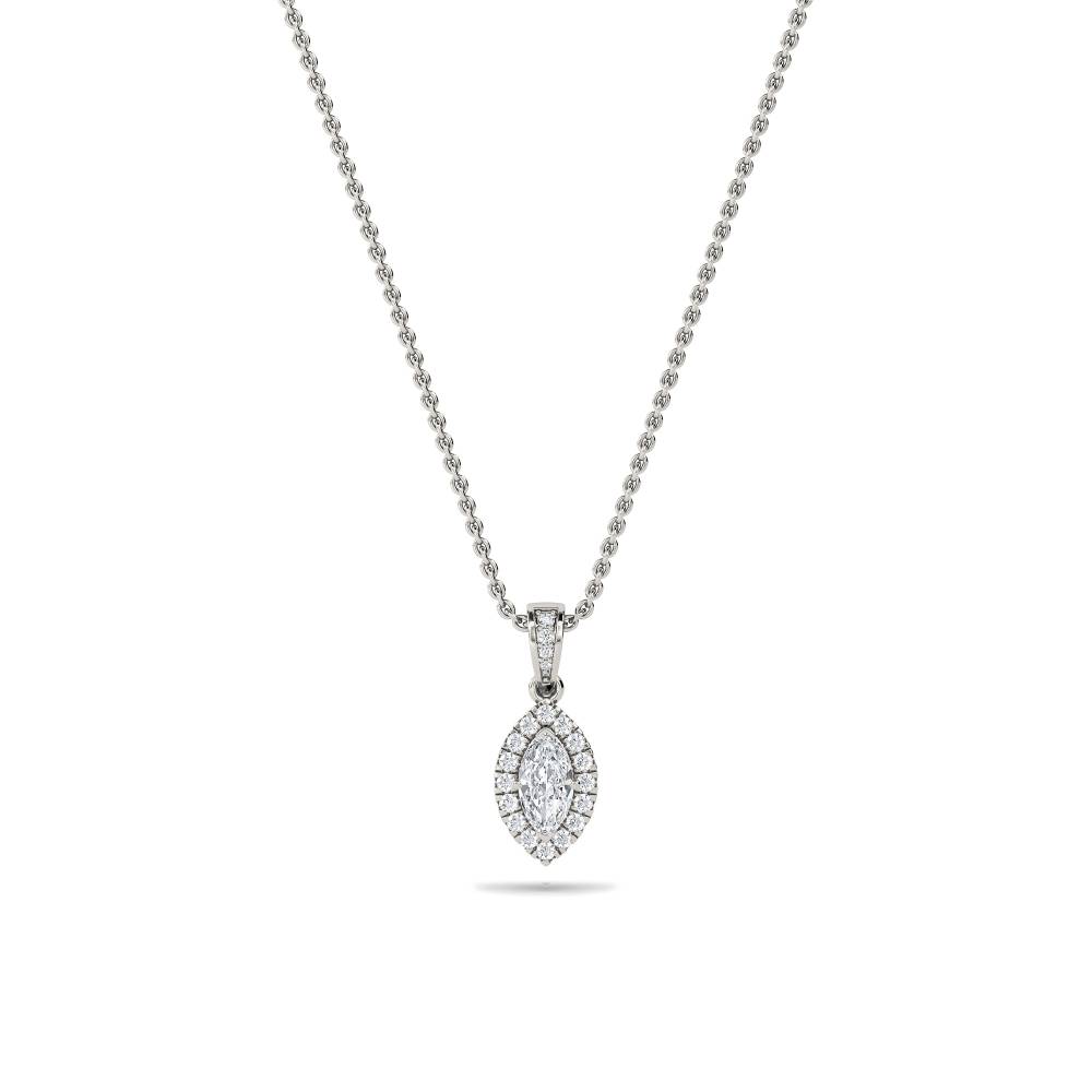 Marquise Diamond Single Halo Pendant P