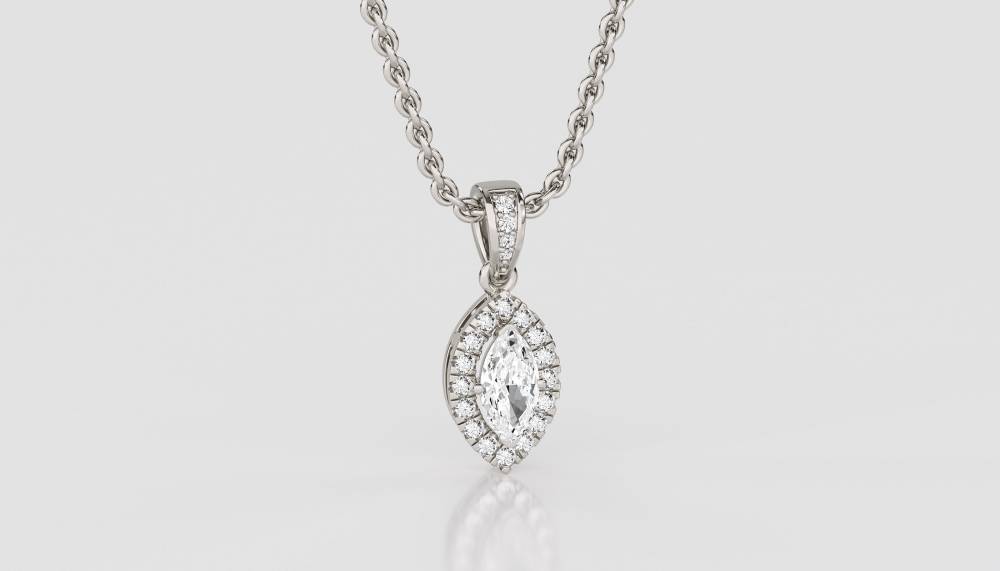 Marquise Diamond Single Halo Pendant P