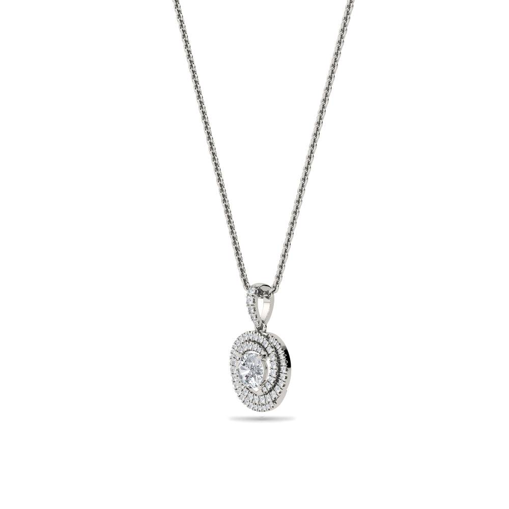 Stylish Round Diamond Double Halo Pendant P