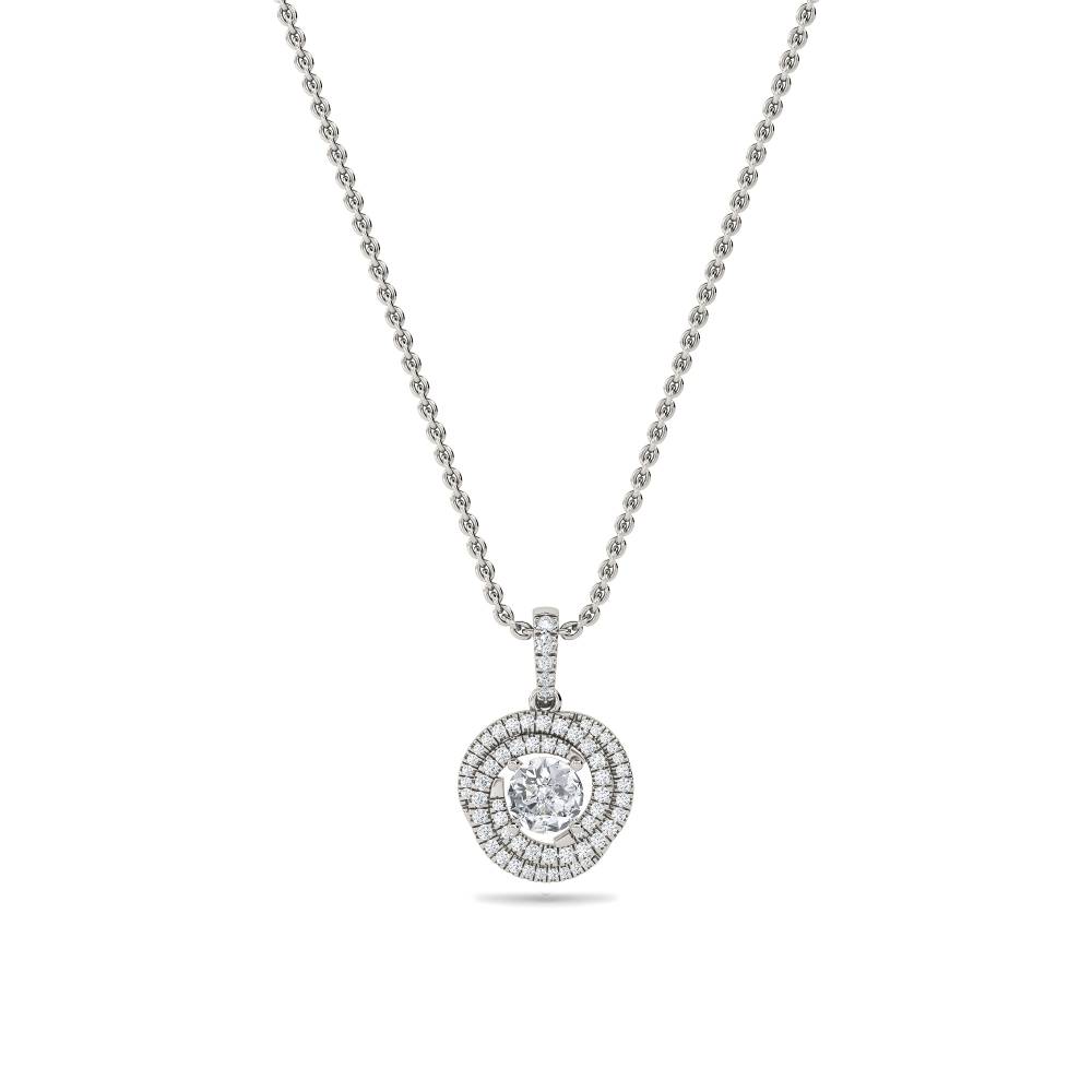 Stylish Round Diamond Double Halo Pendant P