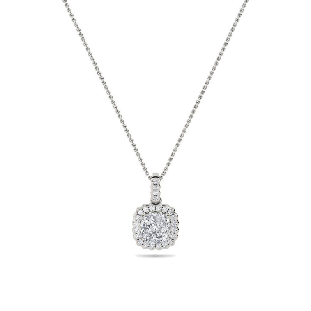 Cushion Shaped Diamond Single Halo Pendant P