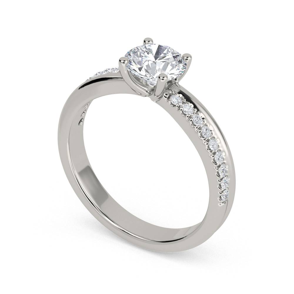 Round Diamond Shoulder Set Ring set in Platinum