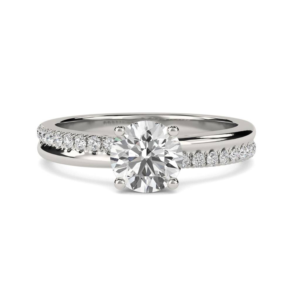 Round Diamond Shoulder Set Ring set in Platinum