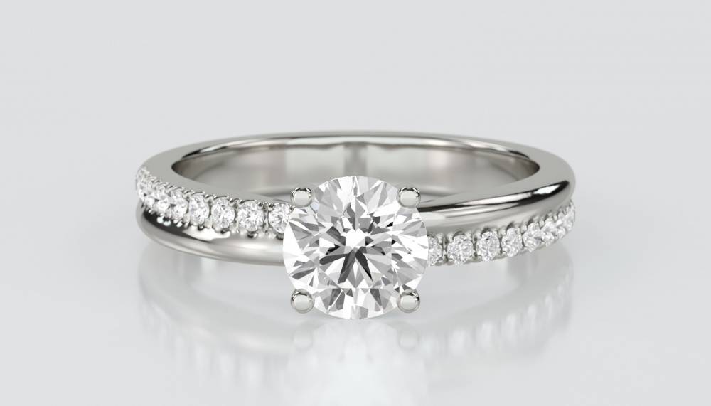 Round Diamond Shoulder Set Ring set in Platinum