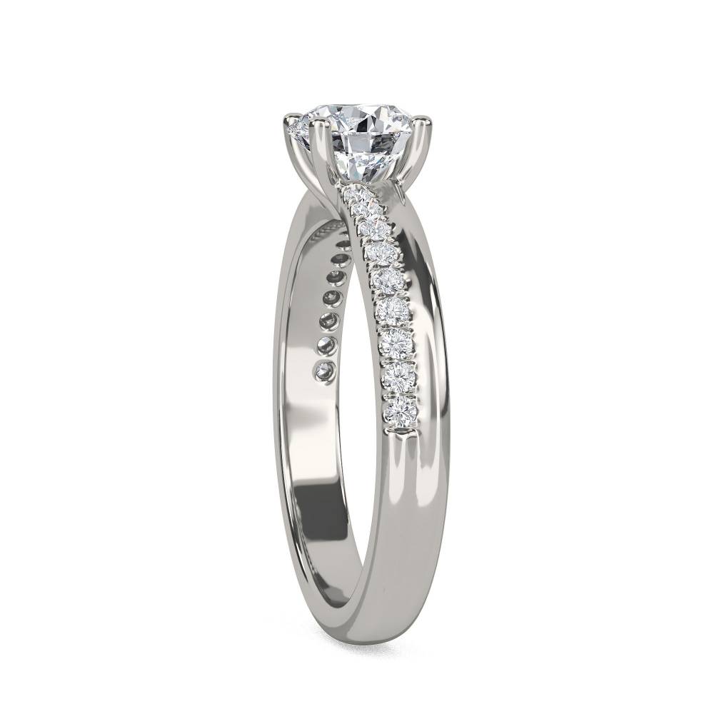 Round Diamond Shoulder Set Ring set in Platinum